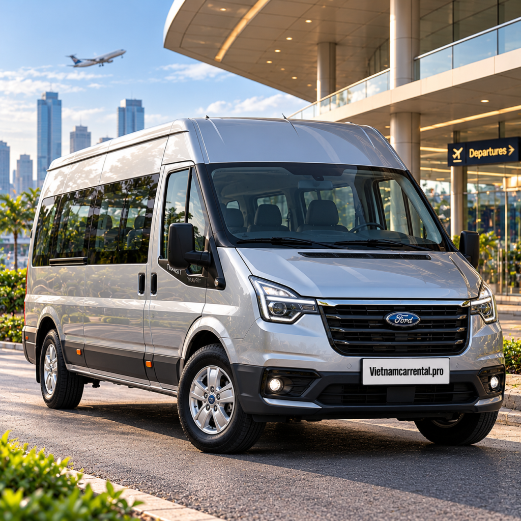 Ford Transit trước sảnh khởi hành